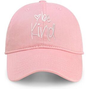 Unisex Light Pink 100%Cotton Be Kind Embroidered Adjustable Classic Baseball Cap